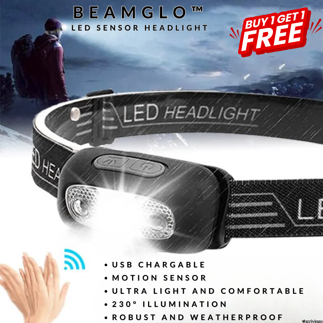 Beamglo™ LED Sensor Headlight USB Chargeable | BUY 1 GET 1 FREE (2PCS)
