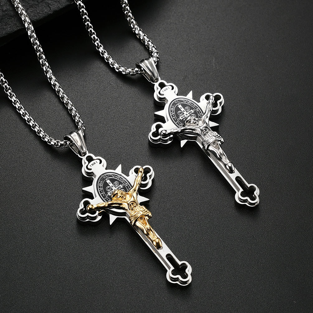 ST. Benedict Protection Cross Pendant Necklace