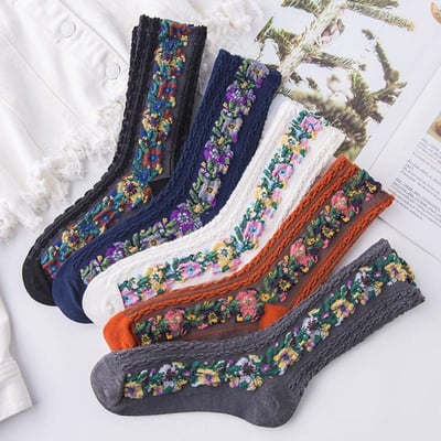 Retroses™ Vintage Embroidered Floral Socks | 5 PAIRS – strivingo.com