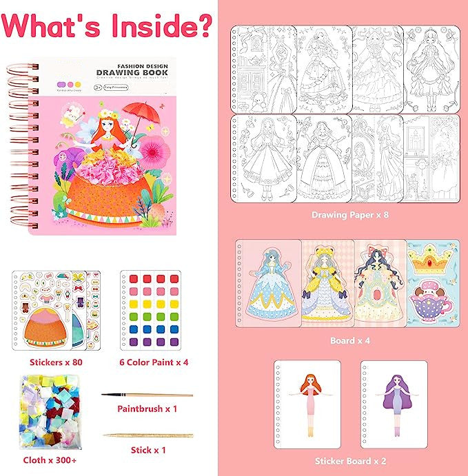 Princess Art Adventure 3-in-1 Drawing Book with Watercolors, Stickers, and Poking