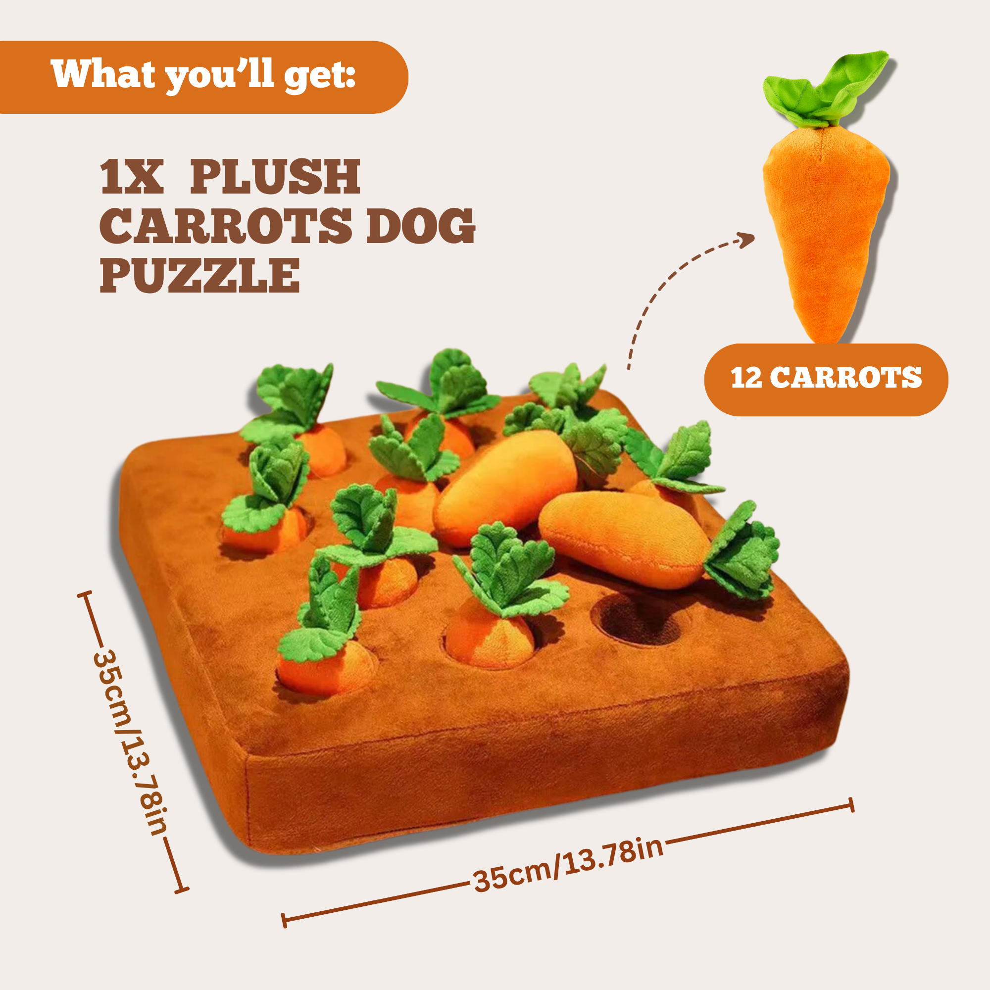 50% THIS WEEK ONLY | Turfy™ Plush Carrots Dog Puzzle