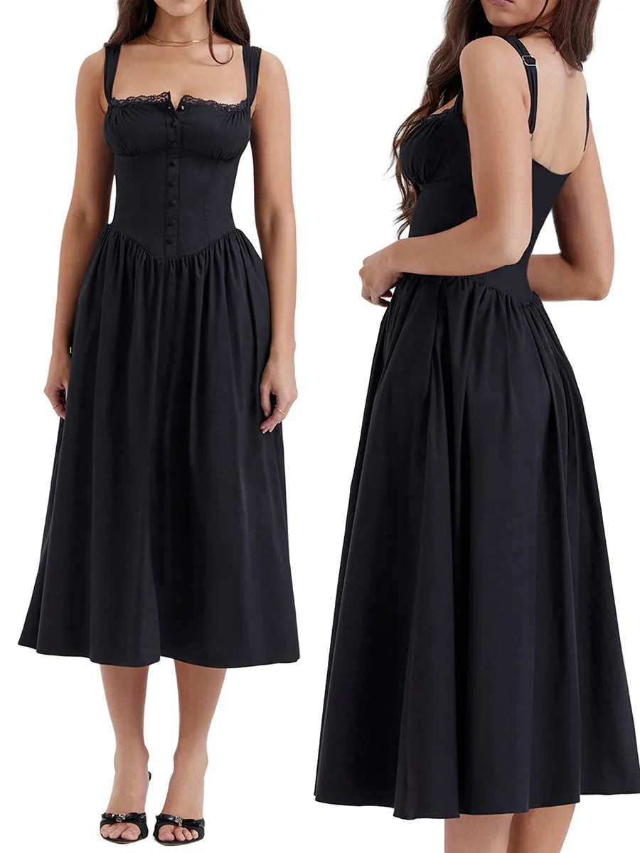 ChicAzure Black Midi Summer Dress