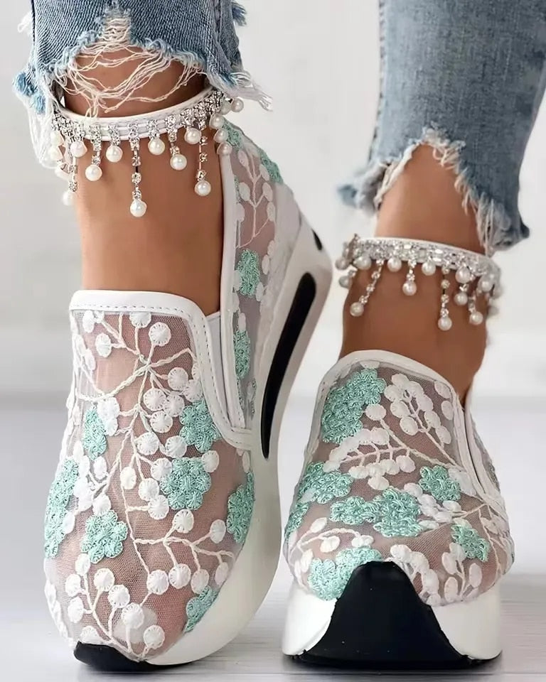 Confy™ Floral Embroidery Mesh Sneakers