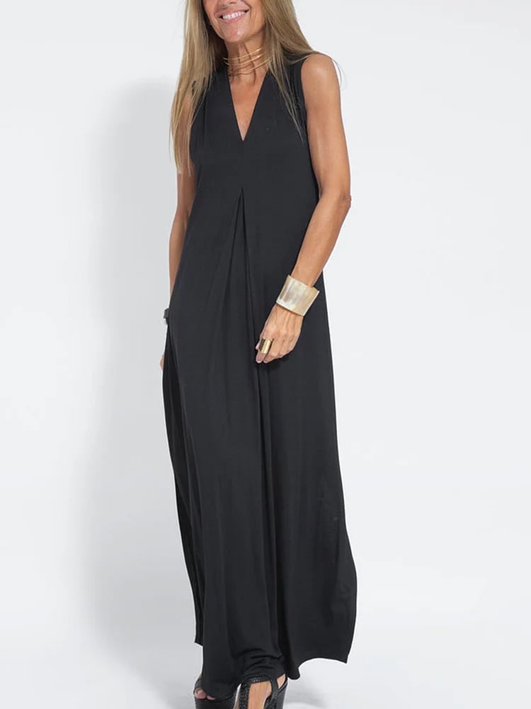 SleekSiren Elegant Solid Color Sleeveless Maxi Dress