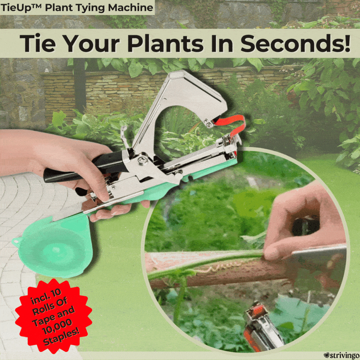 50% OFF ENDS TODAY | TieUp™ Plant Tying Machine | incl. 10 Rolls Of Tape