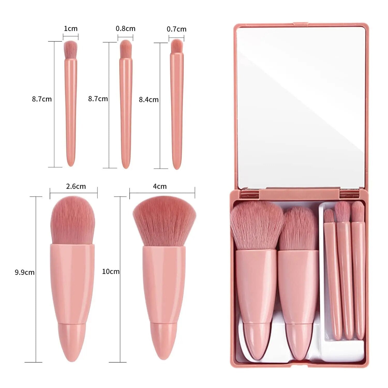 Mibrush™ 5 in 1 Makeup Brushes Set with Mirror