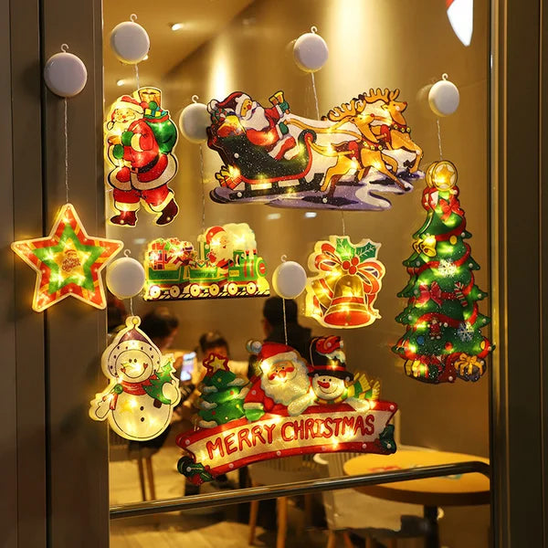 Christmas Window Decoration Light with Suction Cup - Set of 6