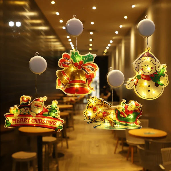 Christmas Window Decoration Light with Suction Cup - Set of 6
