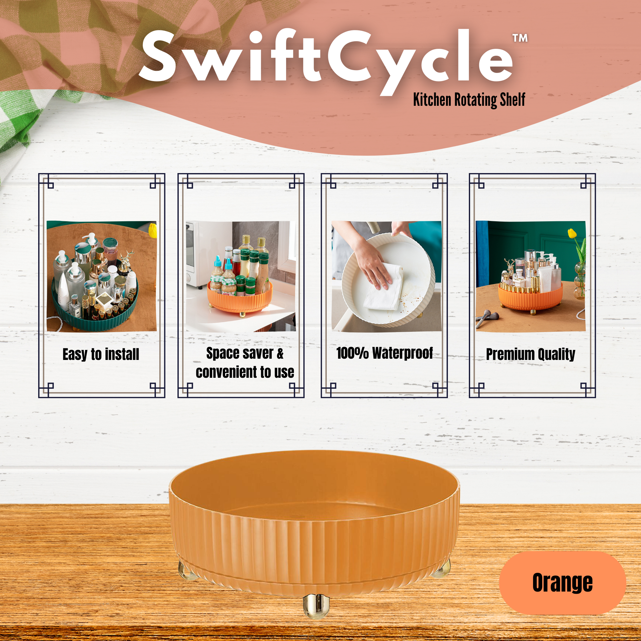SwiftCycle™ Kitchen Rotating Shelf